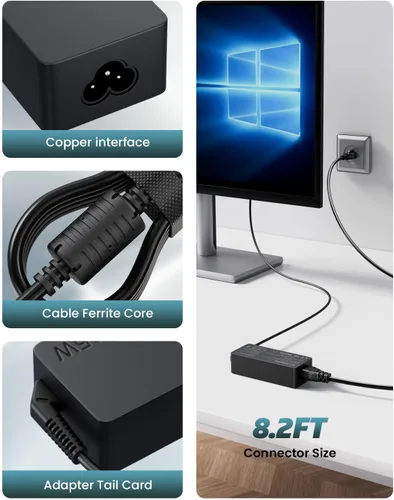 Vista 3 de Cable de fuente de alimentación para monitor de CC de 19 V para Asus Hp, pantalla LED HD reemplazo para HP 22cwa 23xi 23bw HP-Pavilion 20 pulgadas