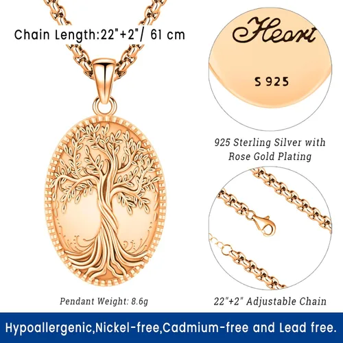 Vista 2 de Eusense Collar con medallón que sostiene imágenes de plata de ley 925 con medallón de fotos para mujeres y hombres, dorado