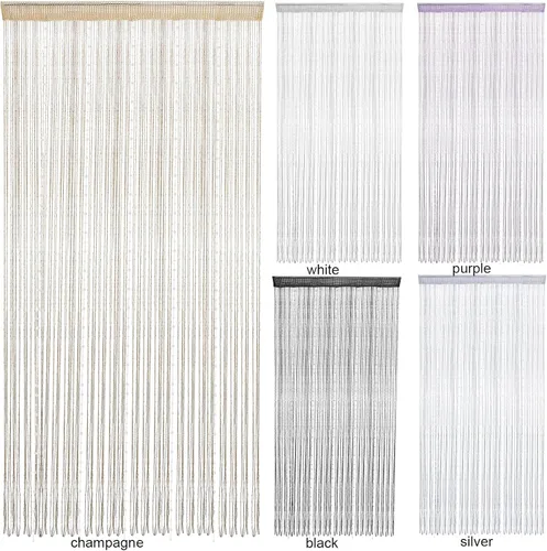 Vista 6 de Cortinas de cadena con cuentas plateadas para puertas de 36 x 77 pulgadas, cortina de cuentas con borlas de cristal para colgar en la puerta
