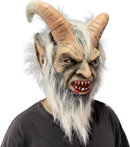 Vista 2 de Máscara Lucifer - Disfraz de cabra de Krampus de Demon Krampus para adultos, disfraz de Halloween
