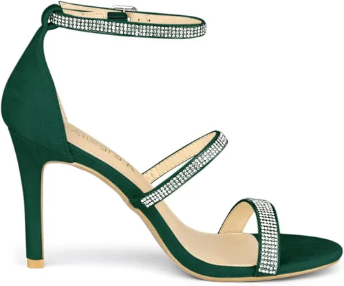 Vista 6 de Allegra K Sandalias de tacón con diamantes de imitación para mujer