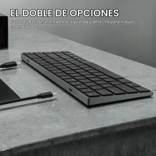 Vista 6 de BAROCCOMiSTEL AIRONE Teclado mecánico, diseño del 65%, interruptor Cherry MX ULP, retroiluminación RGB, cable USB-C, Windows/MacOS/iOS, soporte