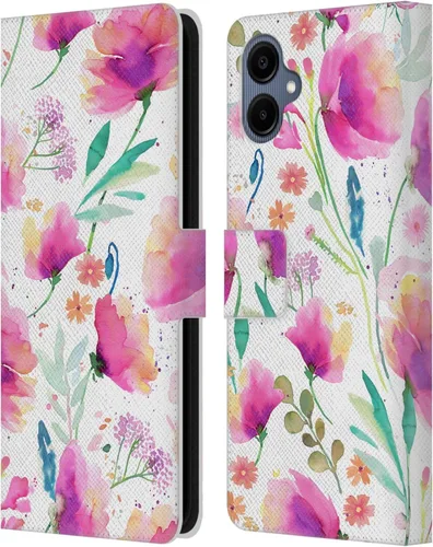 Vista 118 de Head Case Designs Officially Licensed Ninola Abstract Poppies Lilac Floral Leather Wallet Case Compatible with Samsung Galaxy A07 4G