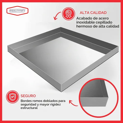 Vista 5 de Bandeja de drenaje de lavadora resistente, bandeja de goteo de acero galvanizado para lavandería, protección del suelo, carga superior, secadora