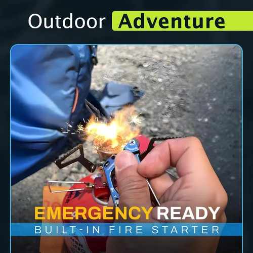 Vista 6 de OUTDOOR ELEMENT Firebiner 6-en-1 - Mosquetón Iniciador de Fuego EDC Multiherramienta de Emergencia - Llavero, Cuchilla Utilitaria, Abrebotellas y Más