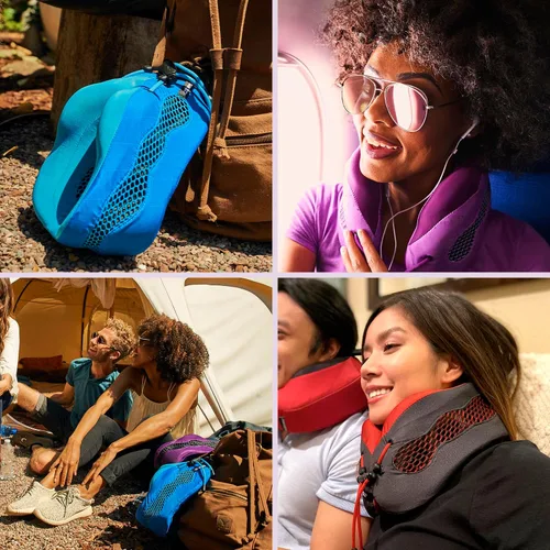 Vista 7 de Cabeau Almohada Cervical de Viaje de Enfriamiento para Vuelos de Larga Distancia – Evolution Cool – Espuma Viscoelástica de Soporte con Rejillas