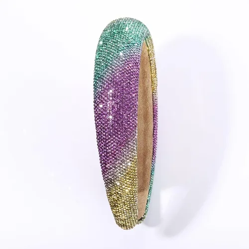 Vista 8 de FAERLIIRY Diadema de Mardi Gras con diamantes de imitación brillantes para mujer, para carnaval, desfile de carnaval, banda ancha acolchada