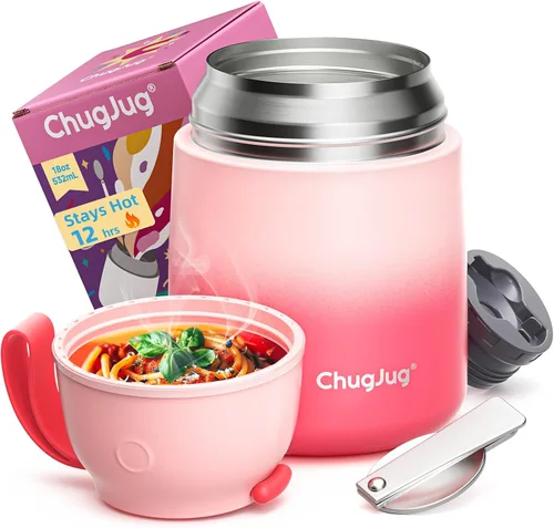 Vista 22 de Termo de sopa de 15 onzas para comida caliente para niños, tarro de comida aislado con cuchara, recipiente térmico para almuerzo, boca ancha vacío