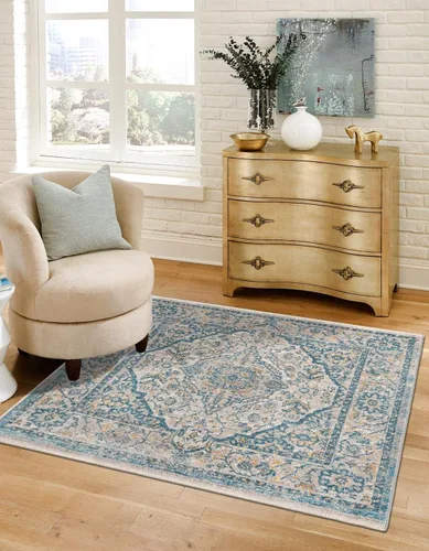 Vista 19 de Unique Loom Lola Collection - Alfombra tradicional (2 pies 2 pulgadas x 3 pies 1 pulgada, rectangular, azul/gris)