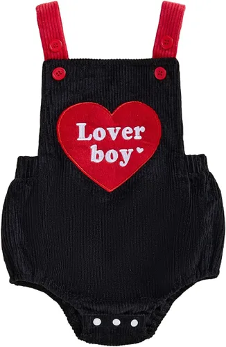 Vista 11 de YINGISFITM Mi primer traje de San Valentín para bebé niño Conjunto de burbujas en forma de corazón, el más lindo de San Valentín, mono para recién
