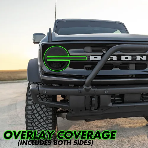 Vista 2 de SlickMod Tinte de humo de vinilo precortado para faros Ford Bronco 2021-2023 (20% humo oscuro, 1. faro)