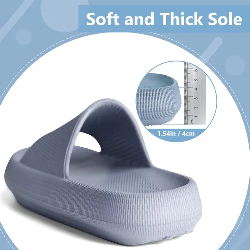 Vista 4 de FJPTREN Zapatos de nube para niños y niñas, sandalias acolchadas antideslizantes, zapatos de ducha ligeros, plataforma para niños, suela gruesa