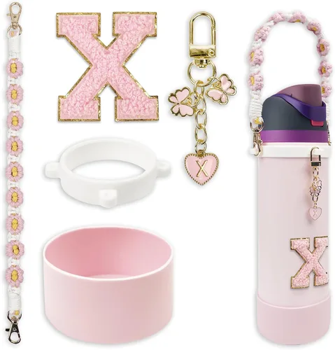 Vista 26 de SITKOL Juego de Monogramas Bonitos de Silicona Compatible con Botella de Agua Owala 24 oz, 32 oz, 40 oz - Accesorios Perfectos con la Letra Owala