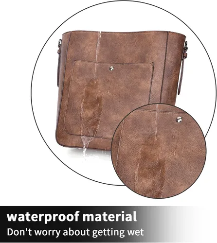 Vista 4 de HKCLUF Vegan Leather Crossbody Bags for Women Large Capacity Boho Bucket Bag Crossbody Purse and Handbags With 2PCS Strap