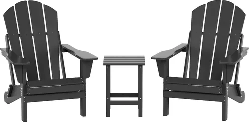 Vista 18 de WO Home Furniture - Juego de 3 sillas plegables para exteriores, mesa auxiliar, resistente a la intemperie y a los rayos UV, para césped, jardín