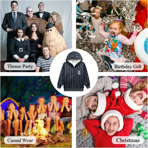 Vista 7 de Disfraz de cosplay para niños y niñas, uniforme y sudaderas con capucha de 4 a 11 años