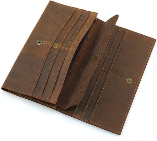 Vista 3 de CZDYUF - Cartera larga para hombre, para pasaporte, de cuero, tarjetero para teléfono celular, cartera