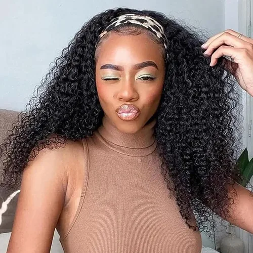 Vista 21 de Boopwine Peluca de cabello humano rizado con diadema para mujeres negras, 28 pulgadas, sin pegamento, sin encaje frontal, peluca de cabello virgen