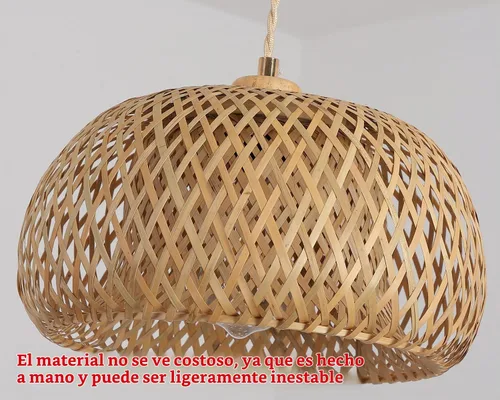 Vista 9 de Lámpara colgante de bambú con una sola luz, cesta bohemia ajustable, hecha a mano, tejida a mano, iluminación colgante para cocina, isla, fregadero