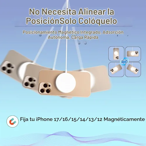 Vista 7 de Cargador MagSafe para iPhone, cargador inalámbrico magnético de 15 W, almohadilla de carga rápida de 6 pies, cargador MagSafe de Apple para iPhone