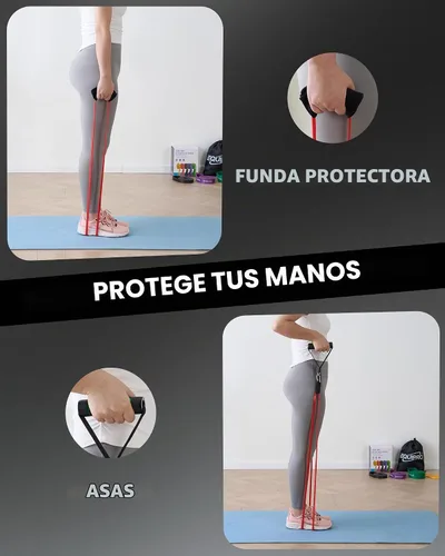 Vista 7 de Bandas de resistencia de Equipro, bandas de ejercicio, bandas de resistencia para entrenar con asas y anclaje de puerta, bandas de entrenamiento