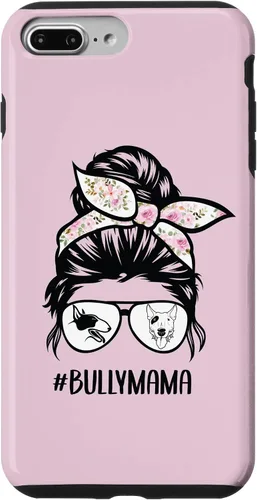 Vista 12 de iPhone 12 mini English Bull Terrier mamá desordenado moño pelo gafas Bully mama caso