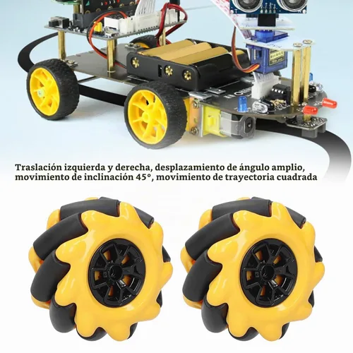Vista 7 de Mecanum Wheel Robot Kit con ruedas omnidireccionales de 2.362 in para proyectos STEM de motor TT Construir autos inteligentes y robots