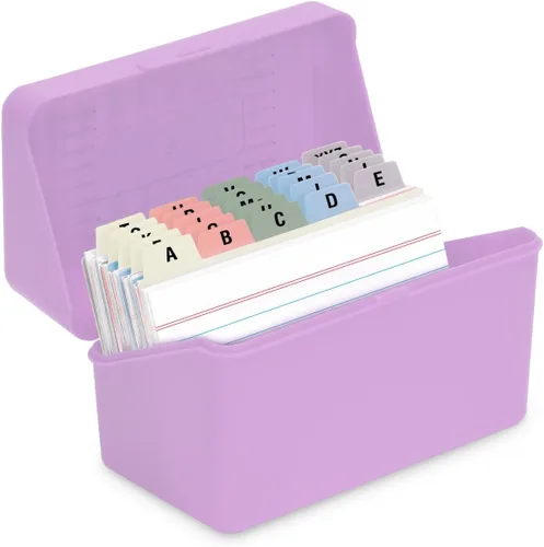 Vista 12 de H4D Tarjetero de índice de 3 x 5 con 100 tarjetas de índice a rayas pesadas y 25 divisores de plástico, color negro 3x5 Inch Plastic Box