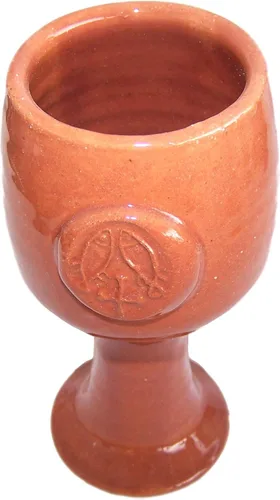 Vista 2 de Holy Land Market Cáliz de Comunión Cáliz de Vino Bíblico Terra Cotta - Marrón
