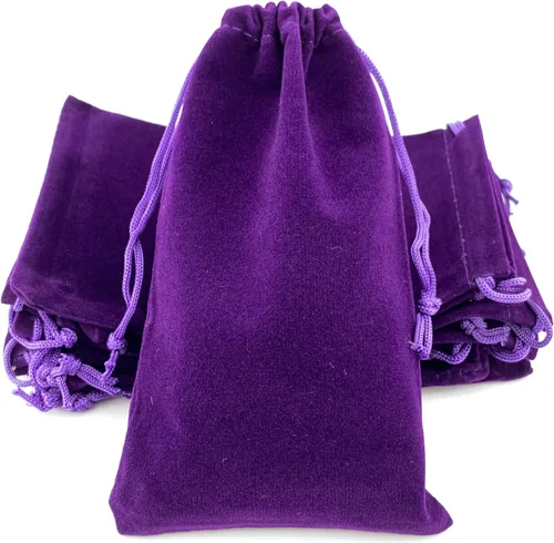 Vista 9 de Paquete de 25 bolsas de terciopelo de regalo con cordón para joyas, dulces y recuerdos de boda
