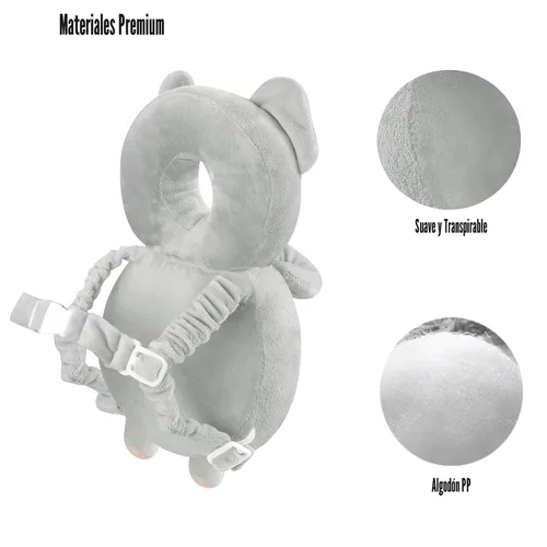Vista 6 de PandaEar Baby Head Protection Backpack, Toddler Walking Head Protector Gris