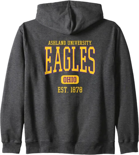 Vista 3 de Ashland University Eagles Est. Date - Sudadera con capucha y cremallera, Negro