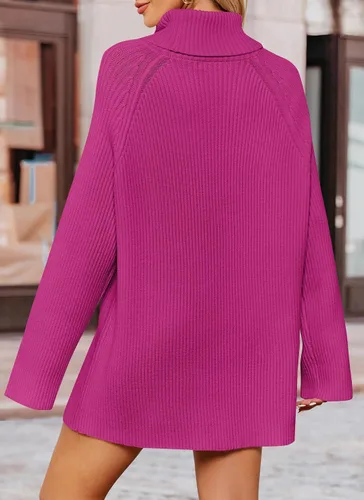 Vista 4 de ZESICA Women's 2024 Winter Sweaters Oversized Turtleneck Long Sleeve Chunky Knitted Pullover Sweater Jumper Tops
