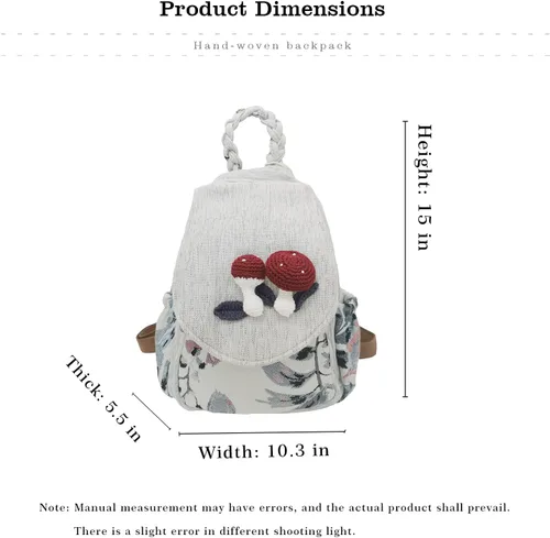 Vista 38 de HUANGGUOSHU Mochila de algodón tejida de algodón bohemio con bordado de lona estilo bohemio con múltiples bolsillos retro linda mochila cartera