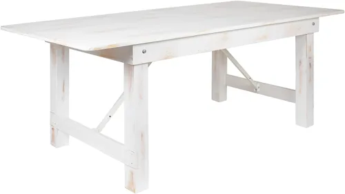 Vista 12 de Flash Furniture HERCULES Mesa de Granja Plegable Rectangular de Pino Macizo Rústico Antiguo de 7' x 40", Color Natural Claro