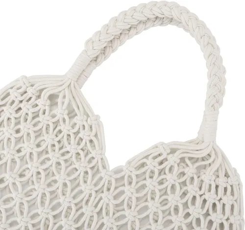 Vista 5 de Ayliss Bolsa de paja hecha a mano para viajes, playa, pesca, red, compras, bolsa de hombro tejida para mujer