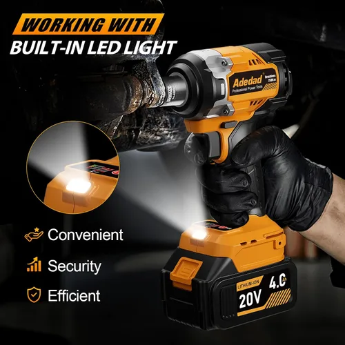 Vista 6 de Llave de impacto sin escobillas de 1/2 pulgada 750N.m (553 pies-libras) Pistola de impacto de alto par de 20V con batería de 4.0AH y cargador rápido
