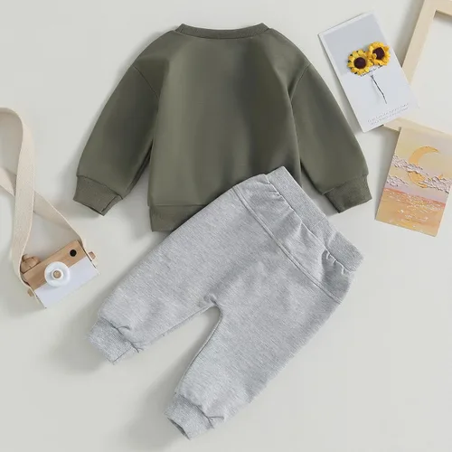 Vista 4 de Conjunto de ropa de 2 piezas para bebés y niños pequeños para otoño e invierno