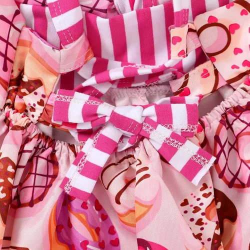 Vista 7 de Falda de verano para niñas pequeñas, vestido sin espalda con tirantes y estampado de helado