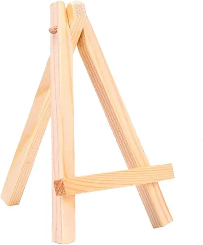 Vista 2 de Paquete de 10 mini caballetes de exhibición de madera, soporte de exhibición de mesa, caballete de artista, trípode de madera natural para mostrar