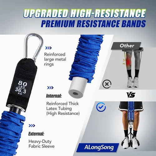 Vista 3 de ALongSong - Bandas de asistencia para dominadas con pedal de soporte para pies - Bandas de resistencia de servicio pesado mejoradas ajustables