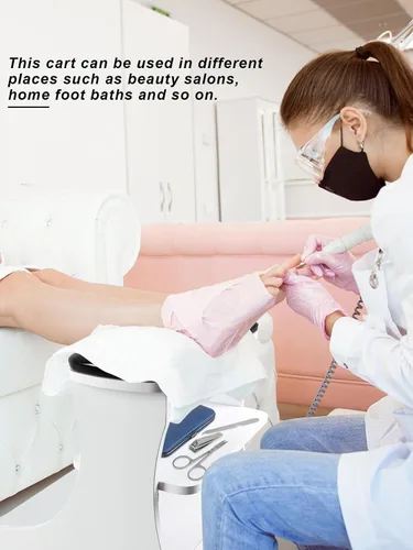 Vista 7 de Kalolary Reposapiés de pedicura, manicura con ruedas de piel sintética, reposapiés de belleza para el hogar, reposapiés, pedicura, reposapiés