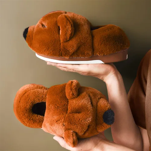 Vista 2 de Zapatos lindos para mujer, pantuflas de oso, pantuflas de animales, pantuflas acogedoras y mullidas, suaves y cálidas, para invierno, zapatos