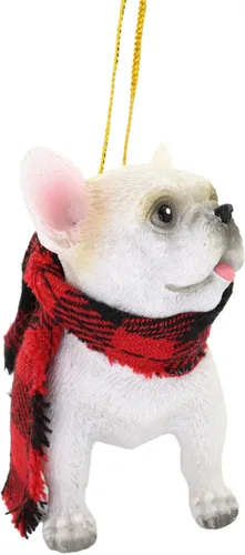 Vista 3 de Needzo Adorno navideño de bulldog, decoración festiva para colgar para mascotas, regalos para amantes de los perros, 2.5 x 1.3 x 2.5 pulgadas