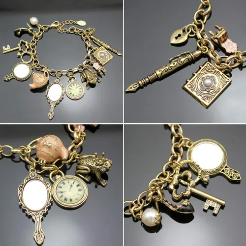 Vista 4 de RechicGu Vintage 2pcs Fairy Tale Movie Lucky Myth Charms Amistad Brazalete Brazalete Brazalete Pulsera Regalo Wicca