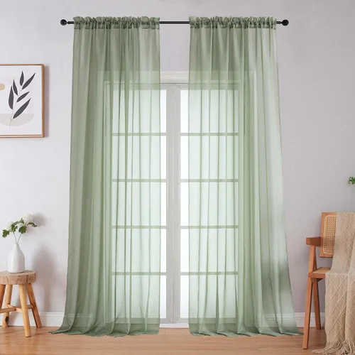 Vista 181 de 2 paneles de cortinas traslúcidas blancas para dormitorio, sala de estar, 96 pulgadas de largo, modernas, suaves, ligeras, con bolsillo para barra