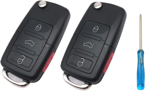 Vista 3 de Funda de llave con control remoto de cuatro botones para VW Volkswagen Jetta Beetle Passat Golf Rabbit GTI CC EOS, sin chip Negro