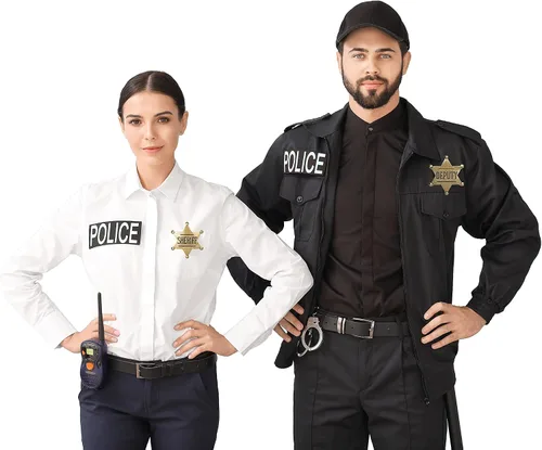 Vista 4 de Insignias de sheriff de metal para niños y adultos, insignia de chaleco de policía occidental, insignia del sheriff adjunto, insignia de decoración