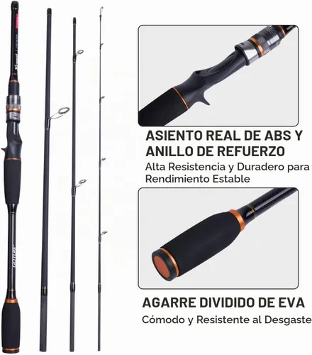 Vista 4 de Goture Cañas de Pescar de Viaje, Caña de Pescar de 4 Piezas con Estuche/Bolsa, Caña de Casting/Spinning, Caña Baitcasting Ultraligera de 7 Pies