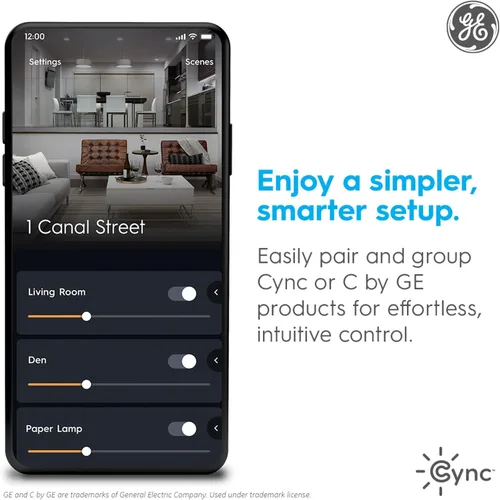 Vista 3 de Bombilla LED Cync GE A19 de conexión directa, luz inteligente que cambia de color, compatible con Matter, compatible con Alexa y Google Home